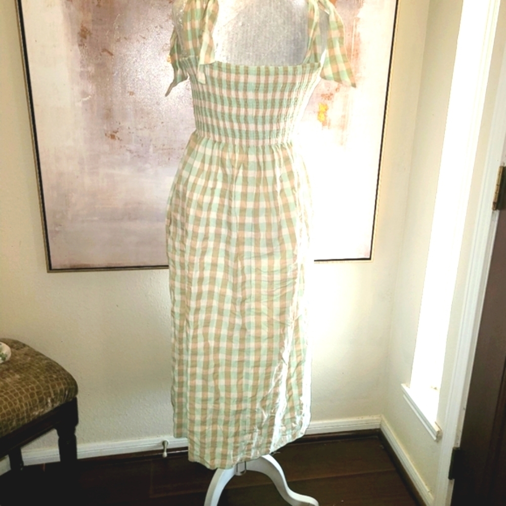 MNG Green and Cream Sleeveless Sundress - Picture 5 of 8